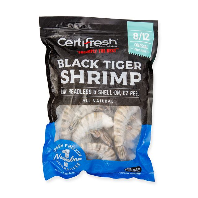 Shrimp 8/12 Colossal Black Tiger Raw EZ-Peel