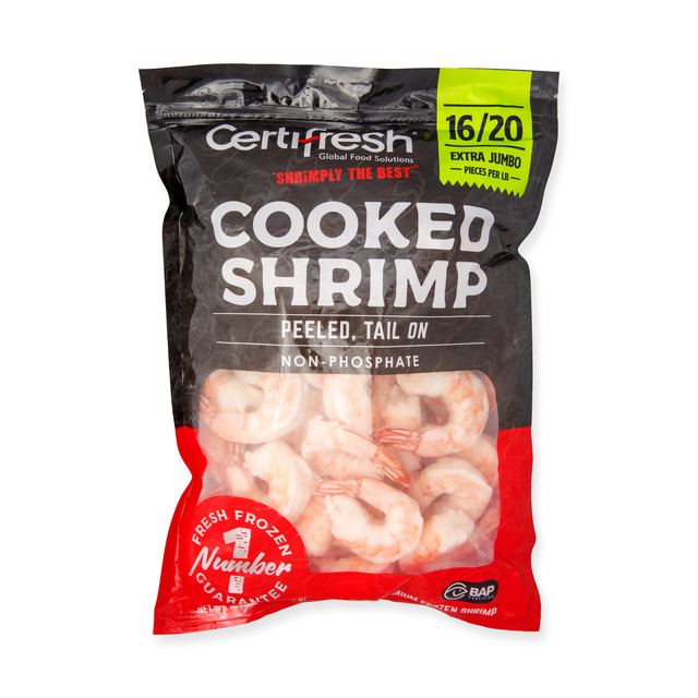 Shrimp 16/20 Cooked Peeled Tail-On